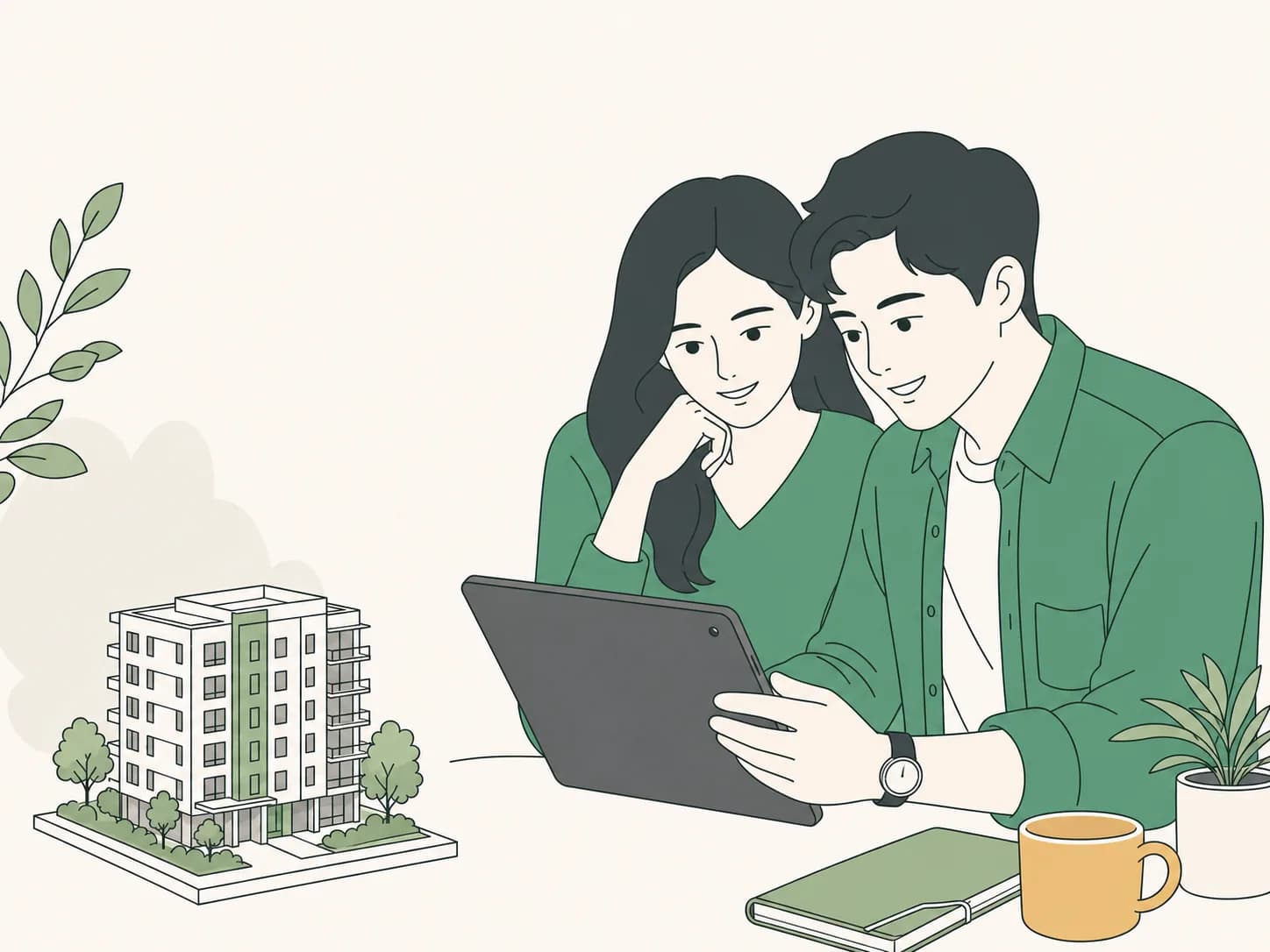 Cặp đôi so sánh các lựa chọn căn hộ